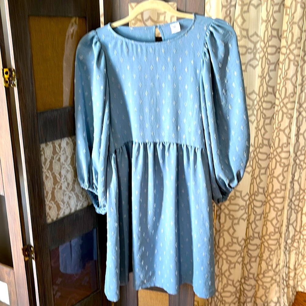 Melrose and Market Blue Embroidered Babydoll Dress S